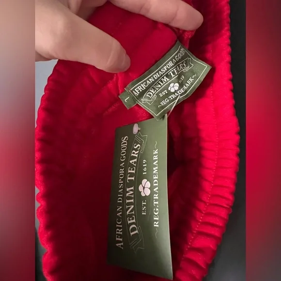 Denim Tears The Cotton Wreath Sweatpants Red White - Picture 6 of 6